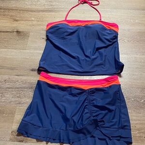 Stylish Navy and Pink and Orange Women's Two-Piece Swimsuit
